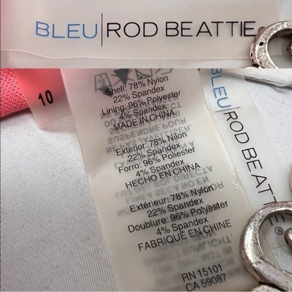 BLEU ROD BEATTIE Positano High Neck One Piece Swimsuit Size 10 Multicolor Print - Picture 4 of 11